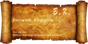 Beranek Klaudia névjegykártya